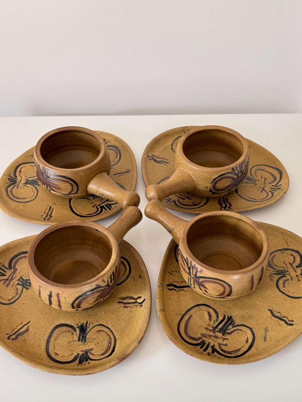 Pinecroft Pottery Soup & Sandwich Sets Canadian Rustic Cabin Stoneware Pottery